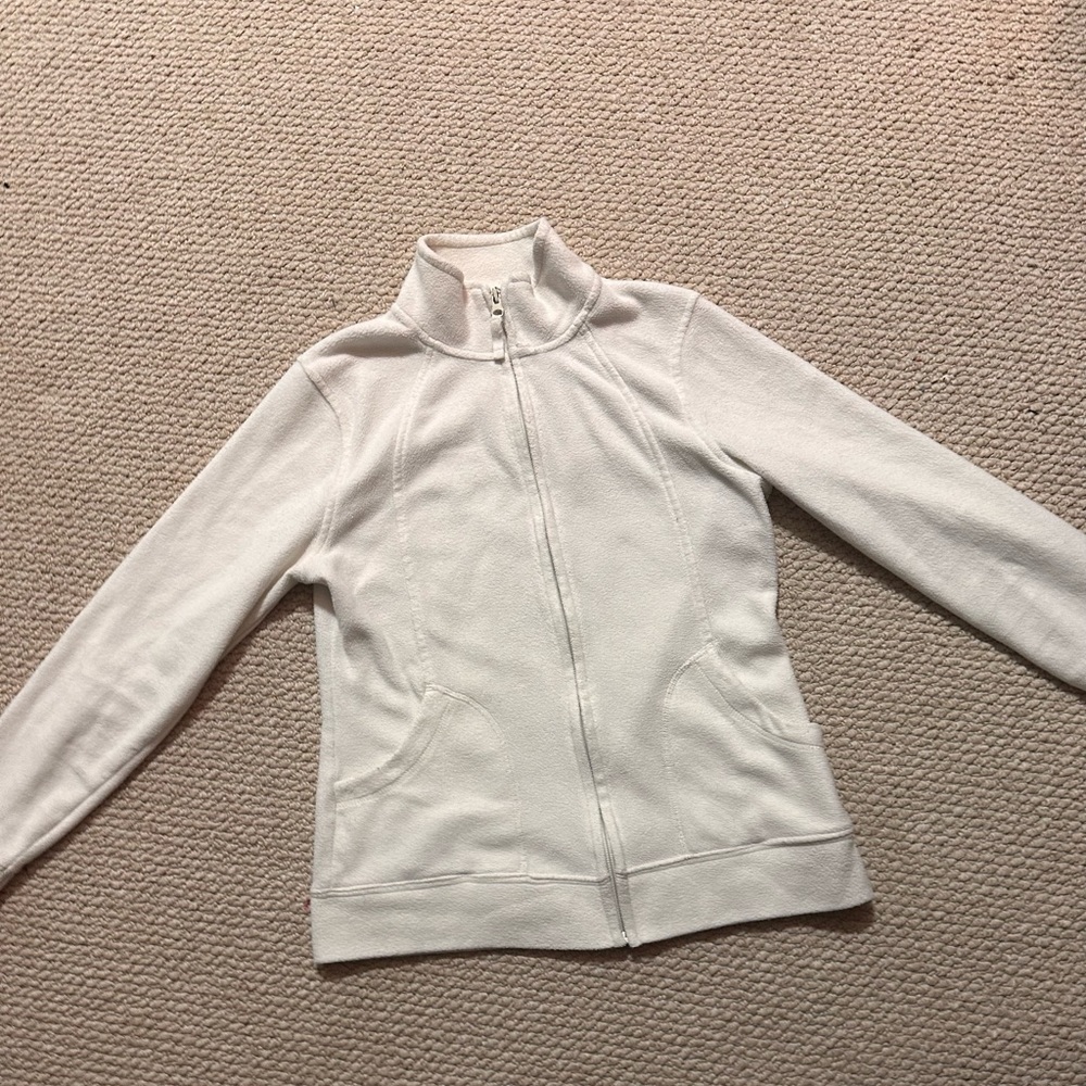Vintage fleece white zip up jacket